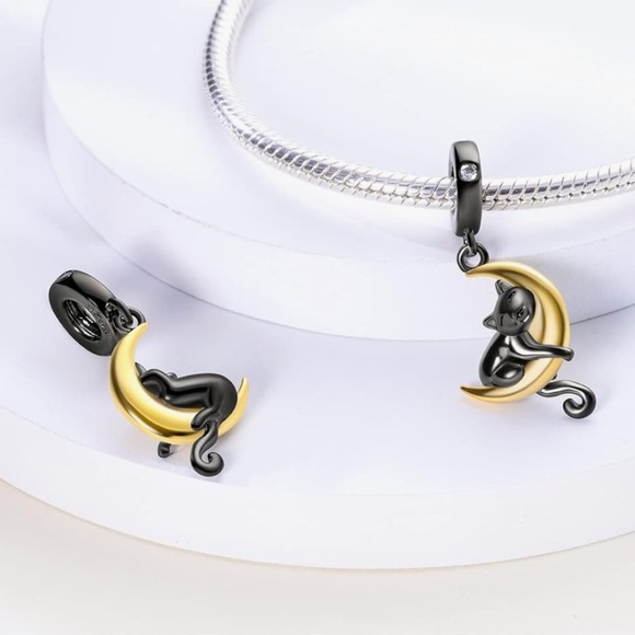 Love my kitty, Love you to the moon sterling silver charm fits all Pando… - Picture 2 of 2